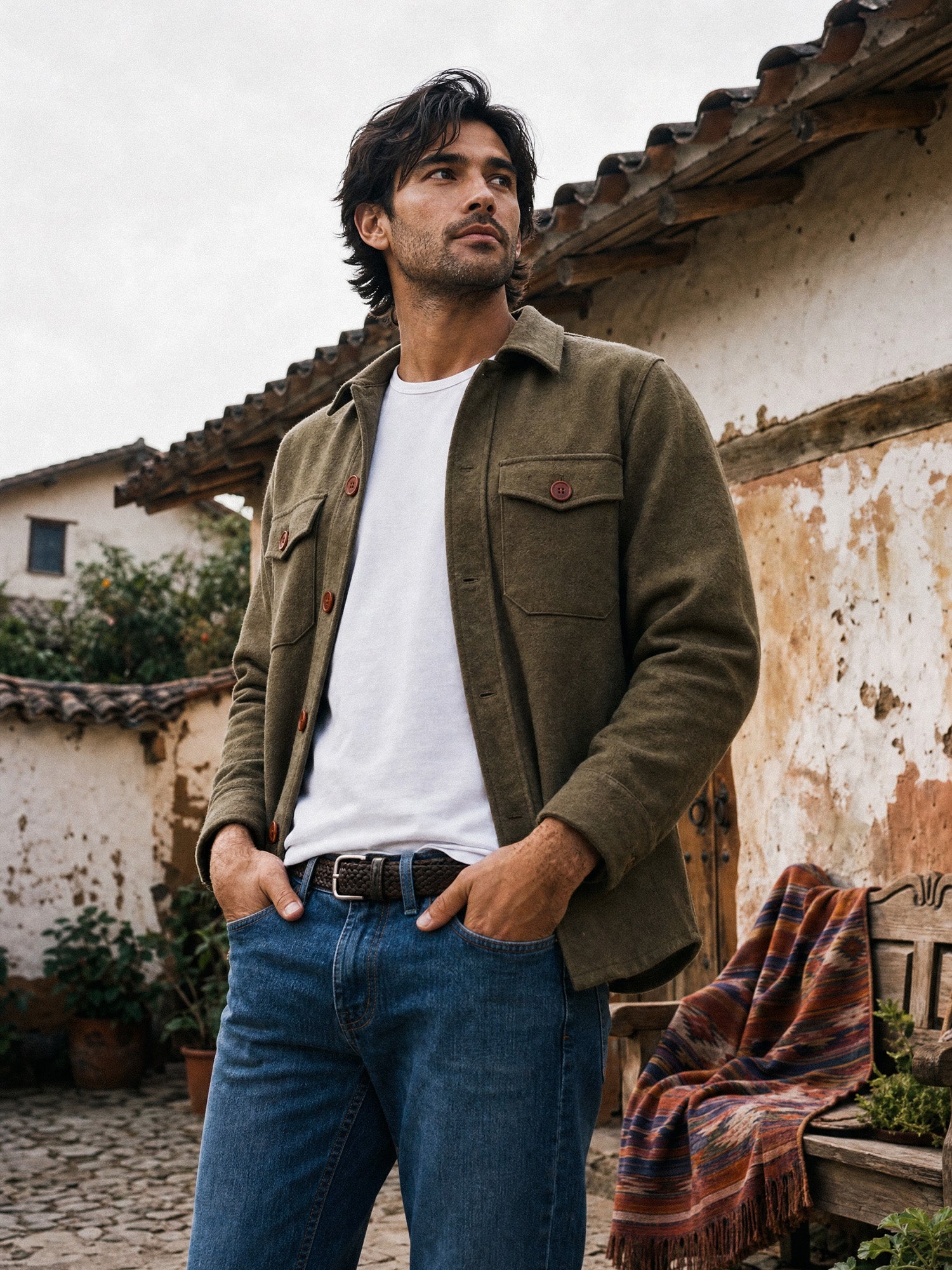 Fogata Wool Jacket in Olive Green