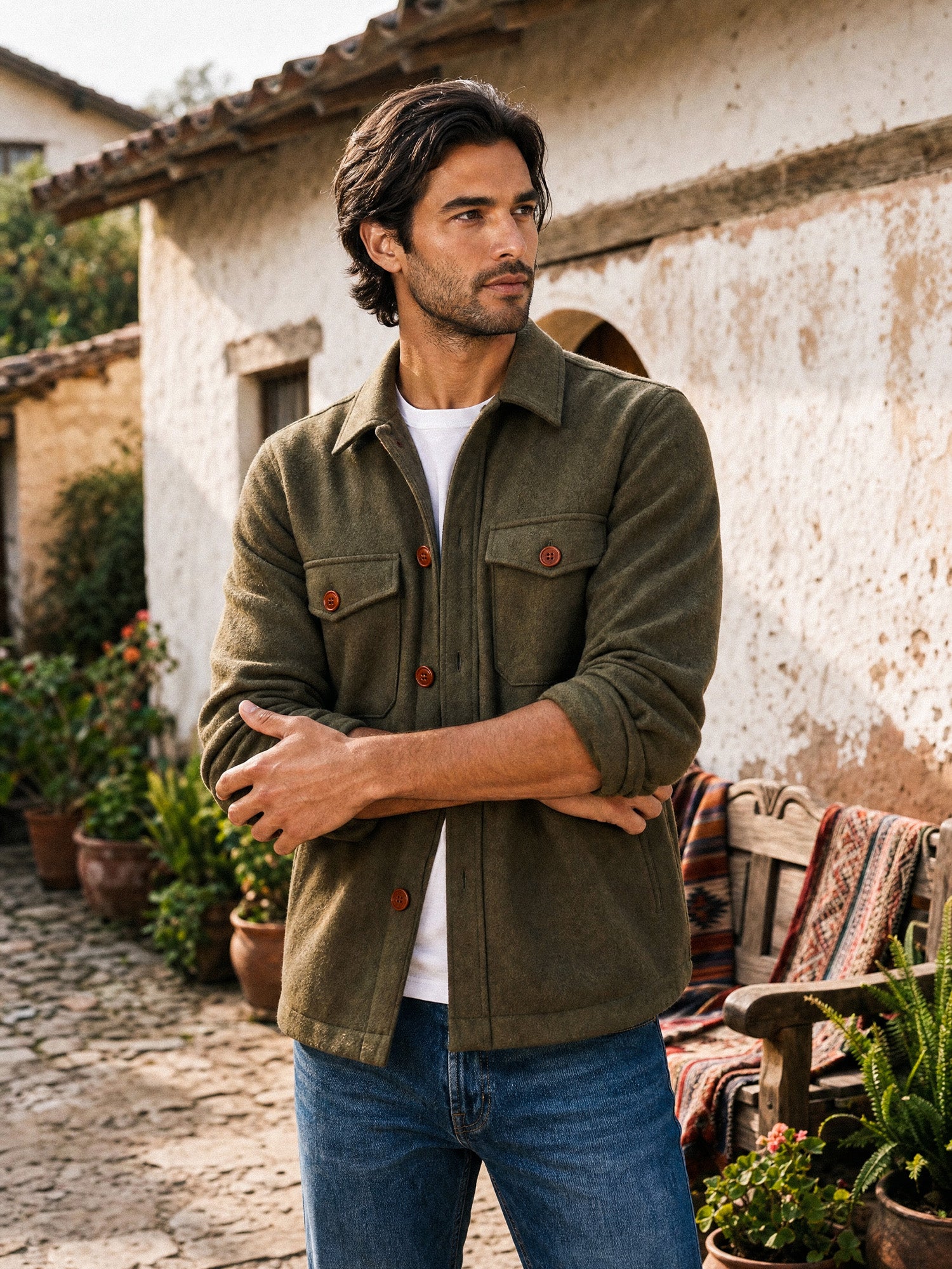 Fogata Wool Jacket in Olive Green