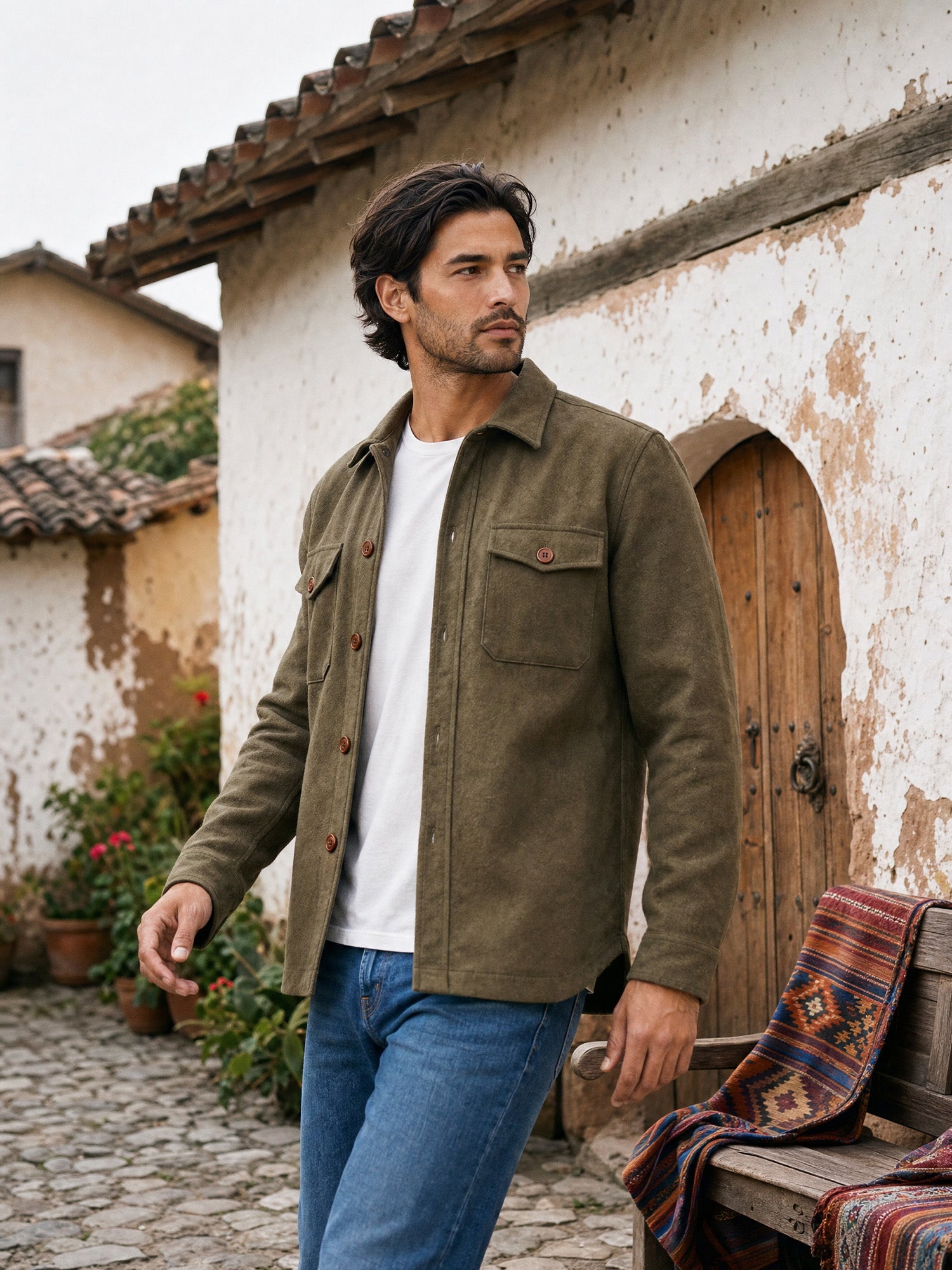 Fogata Wool Jacket in Olive Green