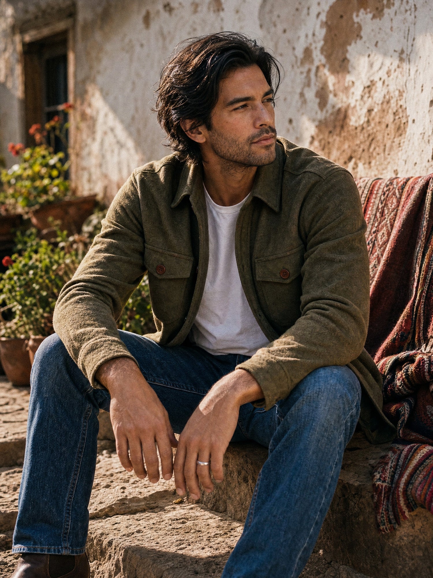 Fogata Wool Jacket in Olive Green