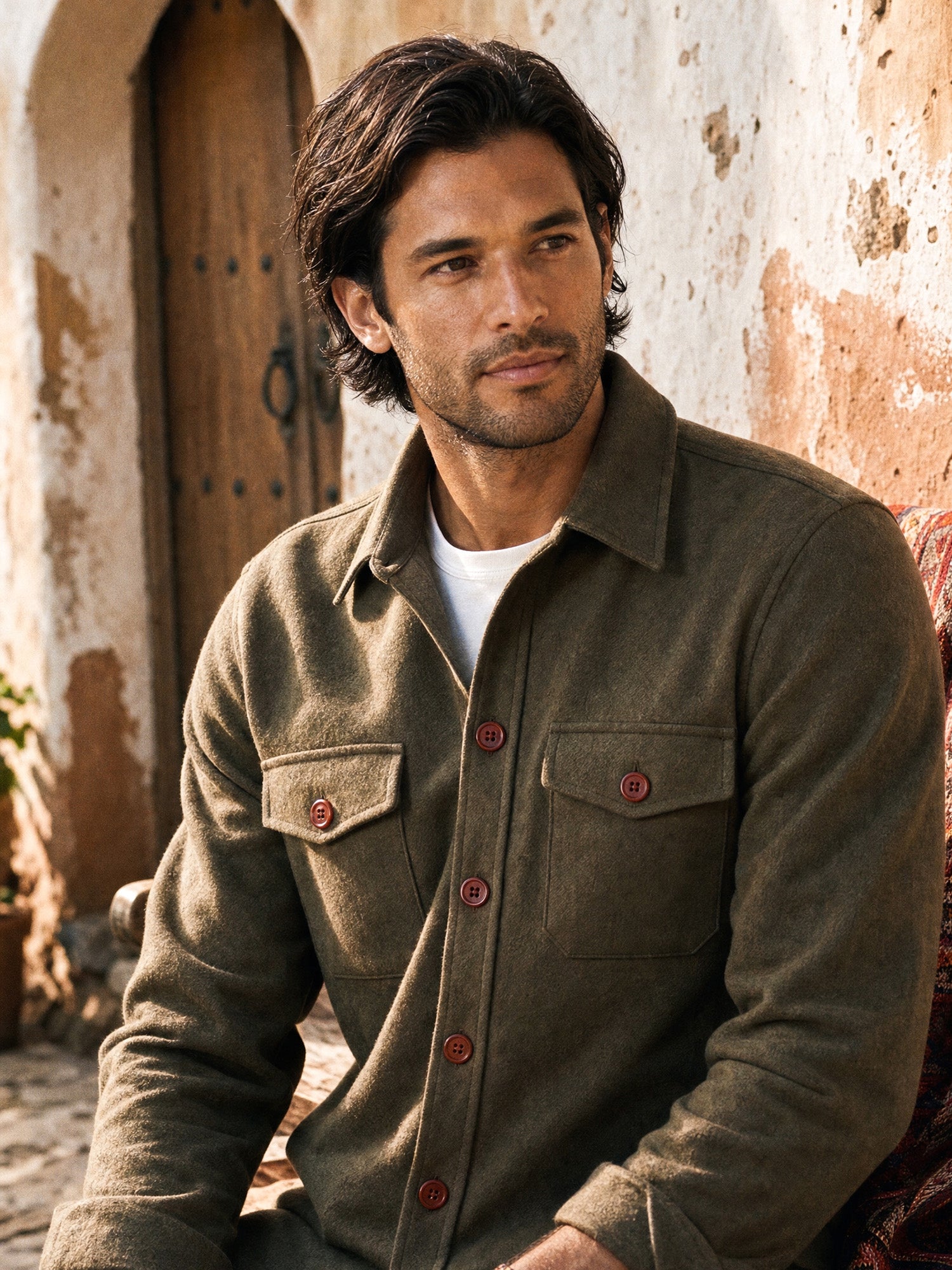 Fogata Wool Jacket in Olive Green